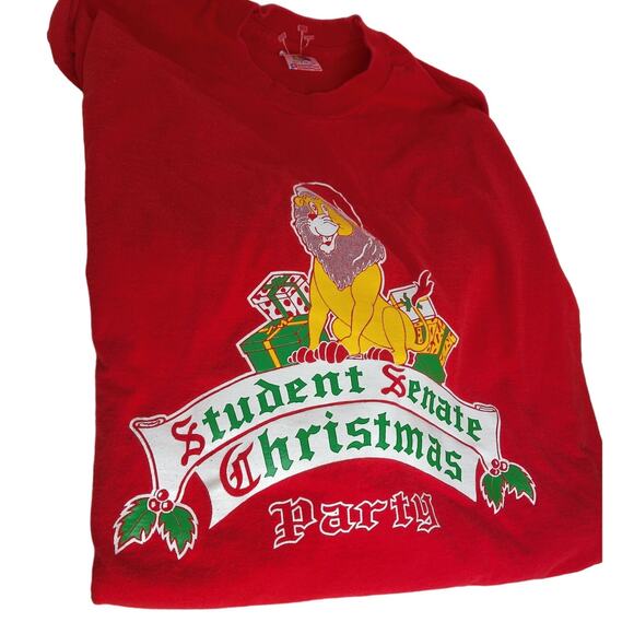Vintage Fruit of the Loom Student Senate Christmas Party Long Sleeve T Shirt XL - Picture 1 of 9